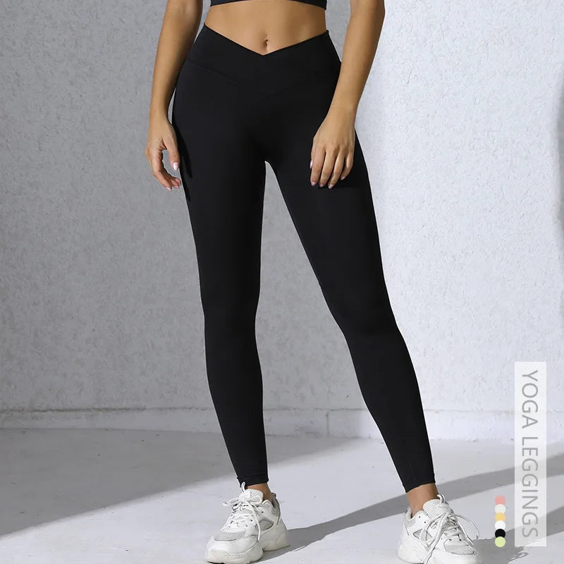 Women Gym Sports Running Fitness Yoga Suit Sport Outfit Gymwear Lady Workout Clothes Crossed High Waist Leggings