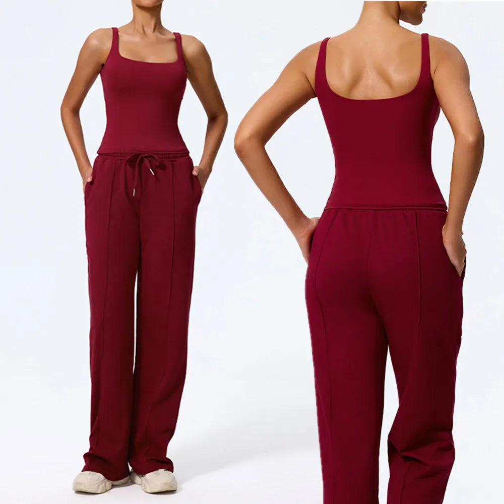 Sportswear 2 Pieces Yoga Set Gym Clothes Sportswear Yoga Suits For Women Fitness Set Tracksuits Sports Long Sleeved Gym Trousers